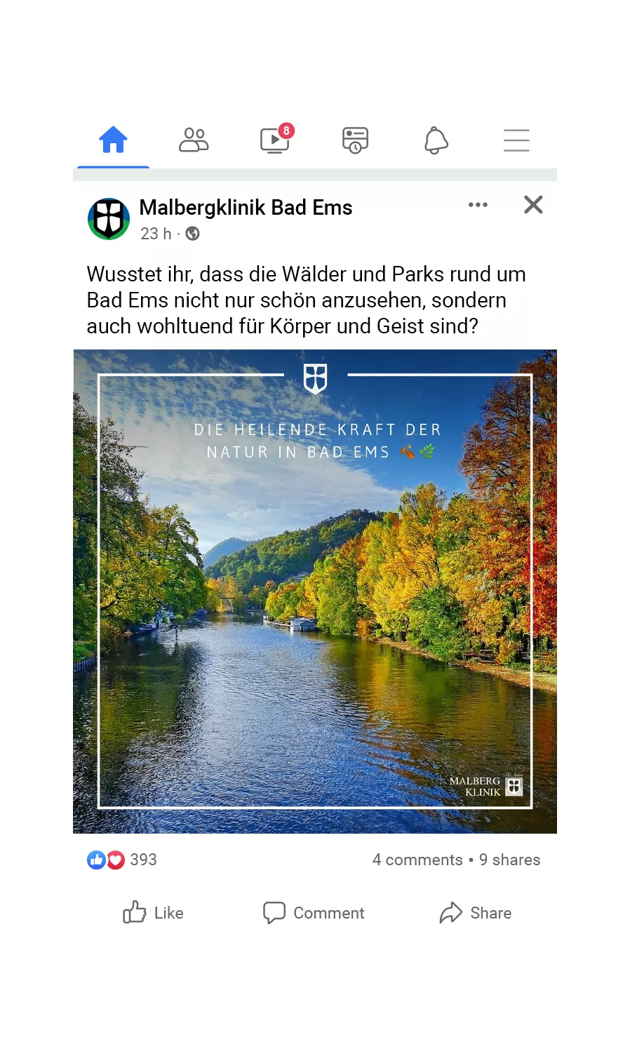 Facebook Post Malbergklinik