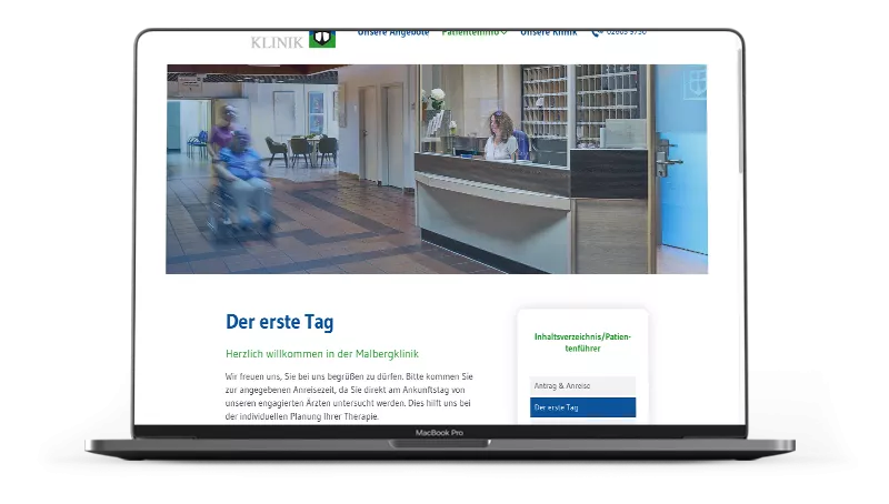 Macbook Malbergklinik Der erste Tag