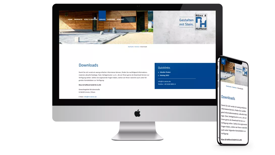 Rünz Hoffend Website auf iMac und iPhone