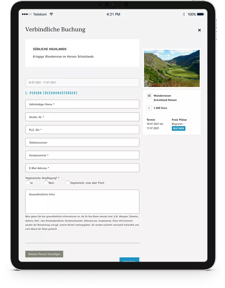 iPad Wandern Schottland
