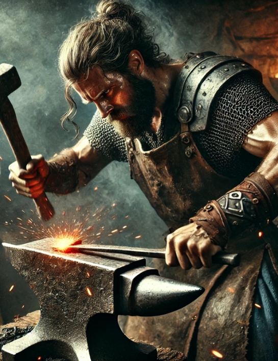 Wikinger schmiedet Schwert